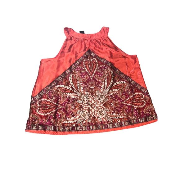 Lane Bryant Tank Top Women's 26 Coral‎ Pink Floral Blouse Shirt - Picture 7 of 8